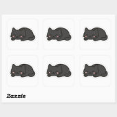 Black Cat PNG Sticker – Cute Kawaii Cat Loaf (Feuille)