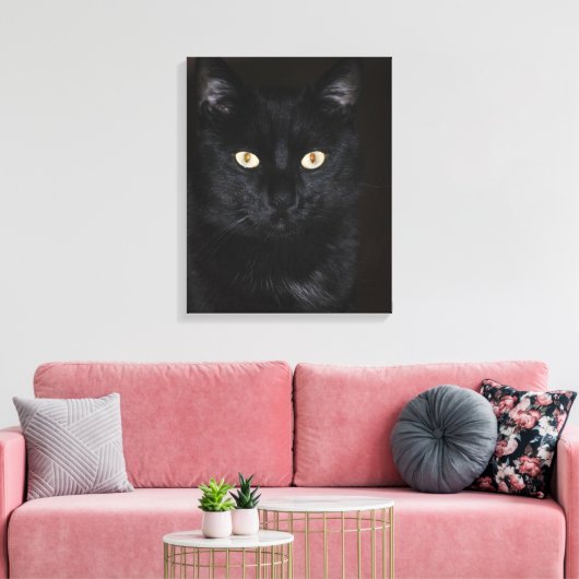 Black Cat Portrait Canvas Afdruk (Insitu (Woonkamer))