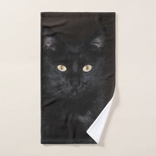 Black Cat Portrait Handdoek (Handdoek)