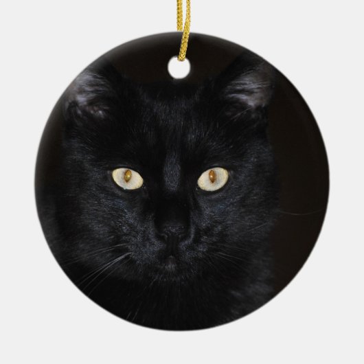 Black Cat Portrait Keramisch Ornament (Voorkant)