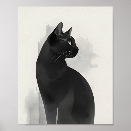 Black Cat Portrait Wall Art Perfect Gift Poster (Voorkant)