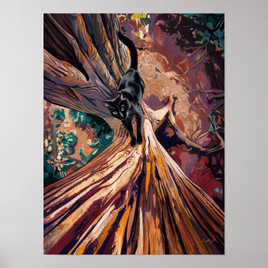 Black Cat Prêt à grimper Poster Imprimer Mur Art (Devant)