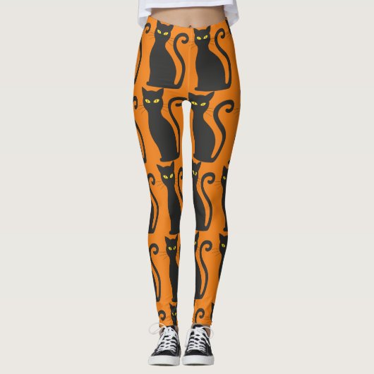 BLACK CAT PRINT herfst YOGA BROEK Leggings (Voorkant)