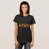 Black Cat Pumpkin E Turkey Thanksgiving Fall Cat L T-shirt (Voorkant volledig)