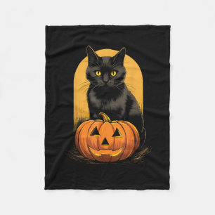 Black Cat Pumpkin Halloween Kostuum voor Vrouwen M Fleece Deken