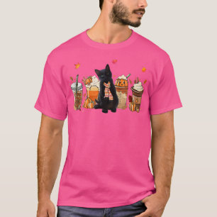 Black Cat Pumpkin Latte Herfst Coffee Autumn Seaso T-shirt