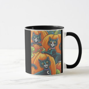 Black Cat Pumpkin Patch Halloween MOK