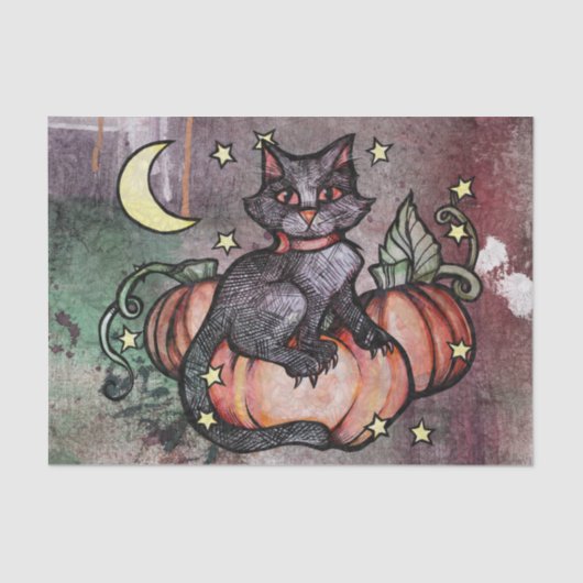 Black Cat Pumpkin Patch Moon Tissuepapier (Voorkant)