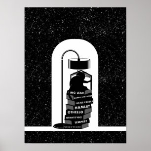 Black Cat Reading Shakespeare Plays Poster