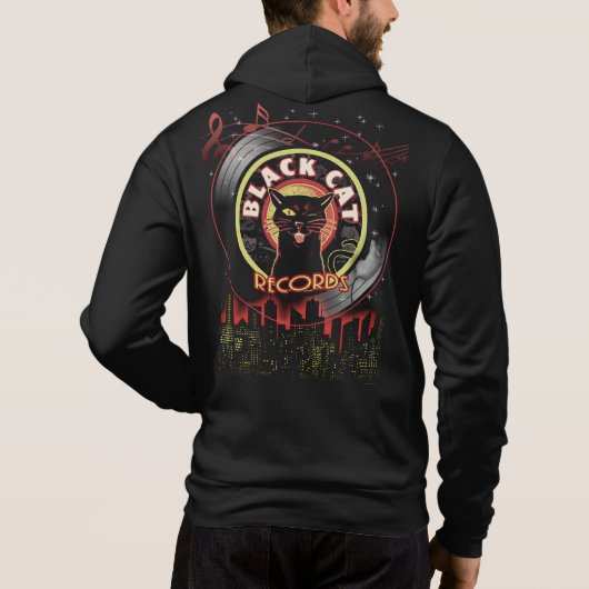 Black Cat Records Hoodie – Retro Vinyl Label Stijl (Achterkant)