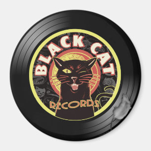 Black Cat Records Magnet - Retro Vinyl Jazz Cat