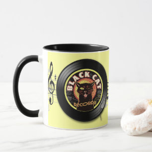 Black Cat Records Retro Jazz Mug - Vinyl Étiquette