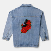 Black Cat Red Roses Paarse Denim Jacket (Achterkant)