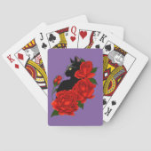 Black Cat Red Roses Paarse Pokerkaarten (Achterkant)