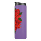 Black Cat Red Roses Paarse Thermosbeker (Geroteerd rechts)