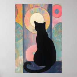 Black Cat Reflection: Abstracte elegantie - Poster
