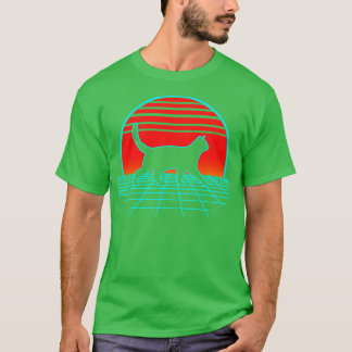 Black Cat Retro 80s Meow Kat Lover T-shirt