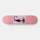 BLACK CAT RETRO GIRLS PINK SKATEBOARD DECK (Horz)