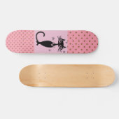 BLACK CAT RETRO GIRLS PINK SKATEBOARD DECK (Horz)