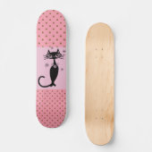 BLACK CAT RETRO GIRLS PINK SKATEBOARD DECK (Recto)