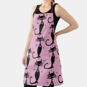 BLACK CAT RETRO PINK APRON SCHORT
