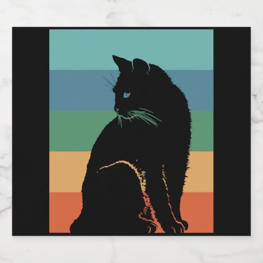 Black Cat Retro Sparkling Wijnetiket (Enkel label)