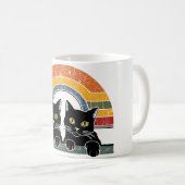 Black Cat Retro Stijl Koffiemok (Voorkant rechts)