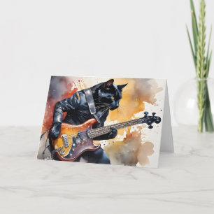 Black Cat Rock Star Leather Jacket Gitaar spelen Kaart