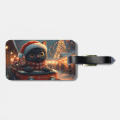 Black Cat Roller Onderzetter Kerst Bagagelabel (Achterkant horizontaal)