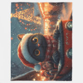 Black Cat Roller Onderzetter Kerst Fleece Deken (Voorkant)