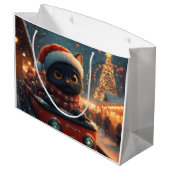 Black Cat Roller Onderzetter Kerst Groot Cadeauzakje (Achterkant Gekanteld)