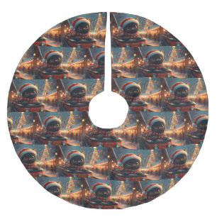 Black Cat Roller Onderzetter Kerst Kerstboom Rok