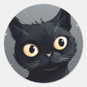 Black Cat Ronde Sticker Pas het aan (Voorkant)