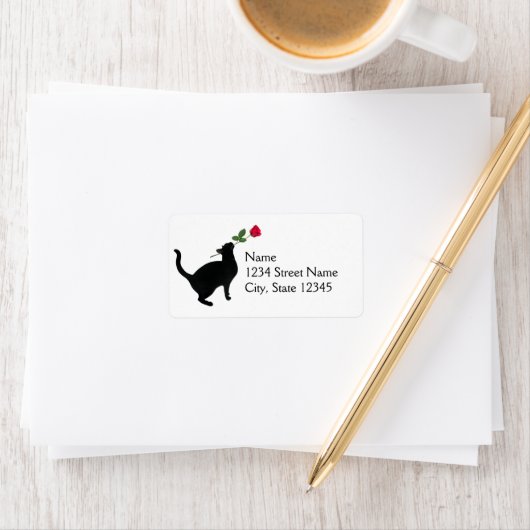 Black Cat Rose Address Labels (Insitu)