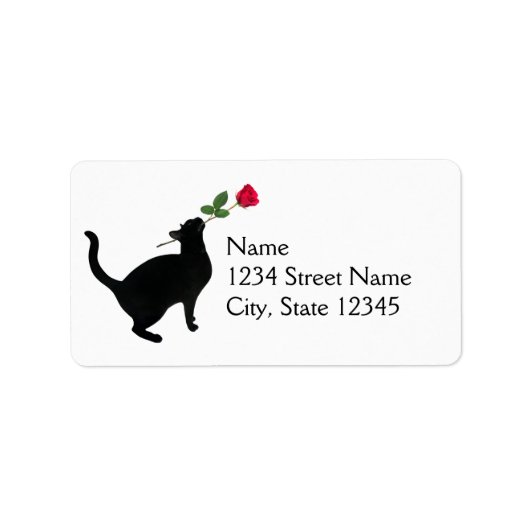 Black Cat Rose Address Labels (Voorkant)