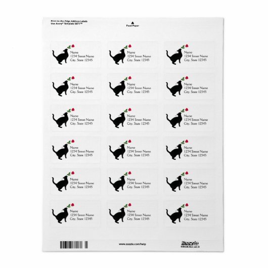 Black Cat Rose Address Labels (Full Sheet)