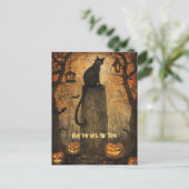 Black Cat Samhain Halloween Carte de voeux (Debout devant)