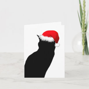 Black Cat Santa Happy Holiday-kaarten Feestdagen Kaart