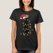 Black Cat Santa Tangled Up In Christmas Lights T-shirt (Voorkant)