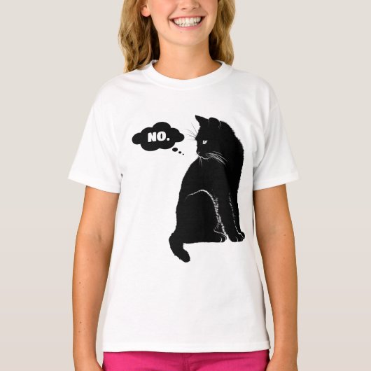 Black Cat Says No – Funny Cat Lover T-shirt (Voorkant)