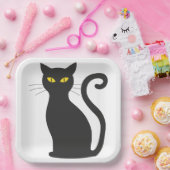 Black Cat Schattige Papieren Bordje (Feest)