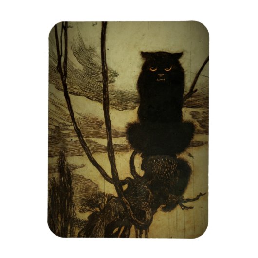 Black Cat Scowling Magneet (Verticaal)