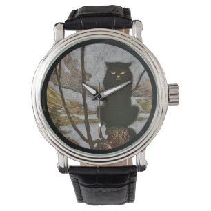 Black Cat Scowls Horloge
