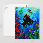 Black Cat Scuba Dive Fish Marine Art Briefkaart (Voorkant / Achterkant)