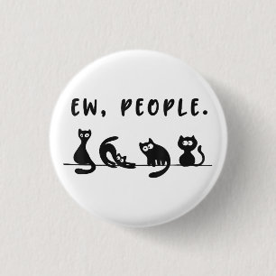 Black cat shirt grappige vrouwen nieuw mensen meow ronde button 3,2 cm