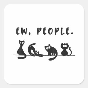 Black cat shirt grappige vrouwen nieuw mensen meow vierkante sticker