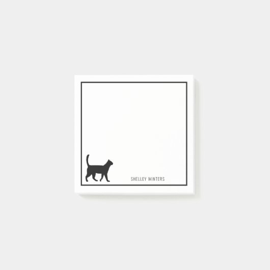 Black Cat Silhouet met naam Post-it® Notes (Voorkant)