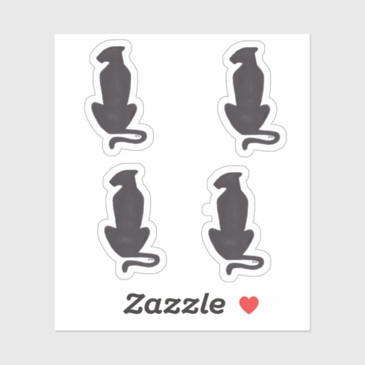 Black Cat Silhouette 4 contour small stickers (Vel)