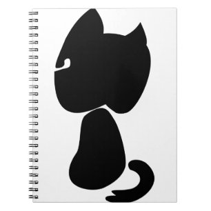 Black Cat Silhouette Animal Mammal Sitting Notitieboek