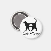 Black Cat Silhouette Cat Mam Magneet (Voorkant / Achterkant)